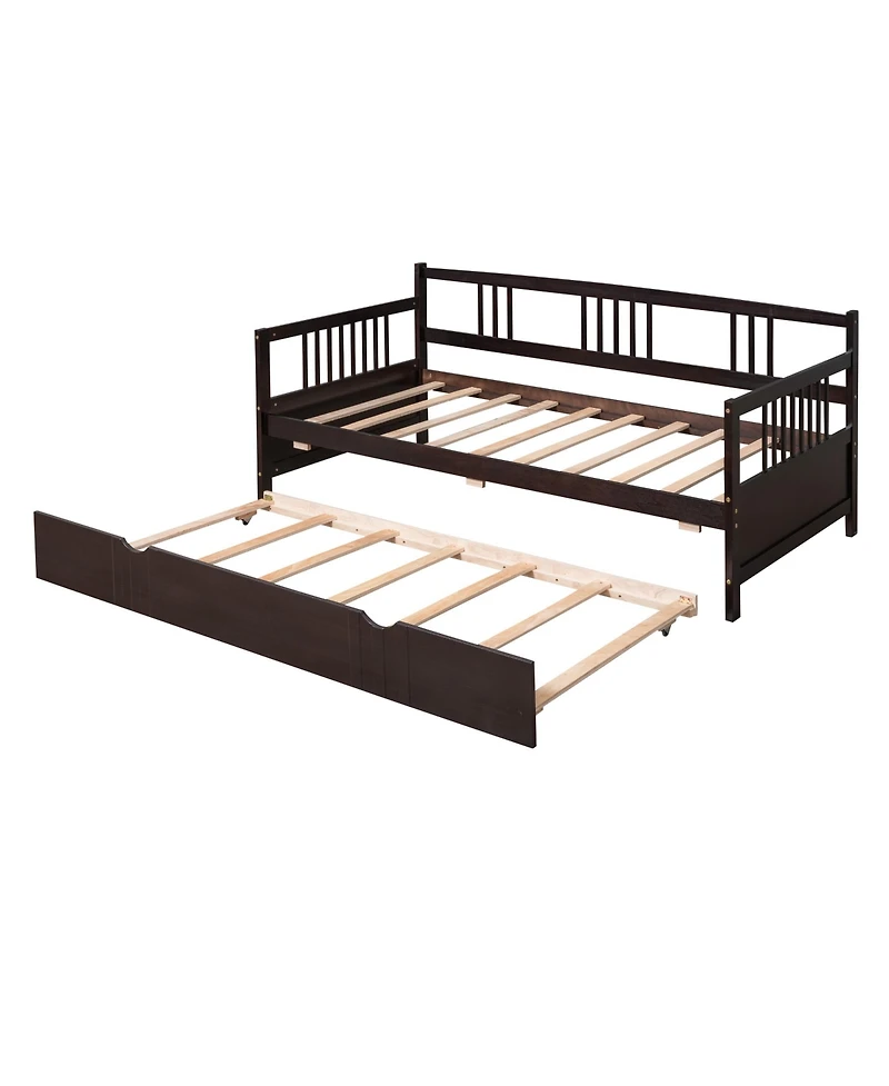 Sailvan Twin Size Daybed Wood Bed with Twin Size Trundle