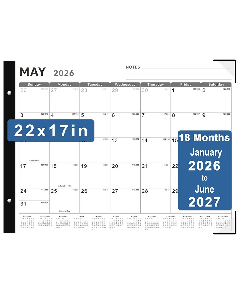 Gnuadz Desk Calendar 2026 18 Months Jan-Jun 2027 Notes Thick Paper Home Office School