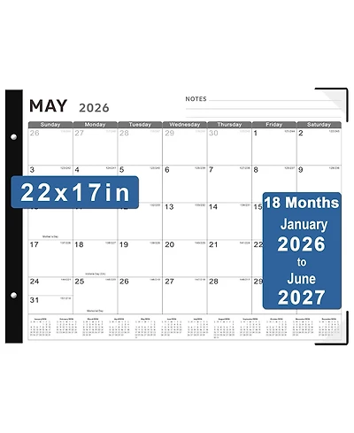 Gnuadz Desk Calendar 2026 18 Months Jan-Jun 2027 Notes Thick Paper Home Office School