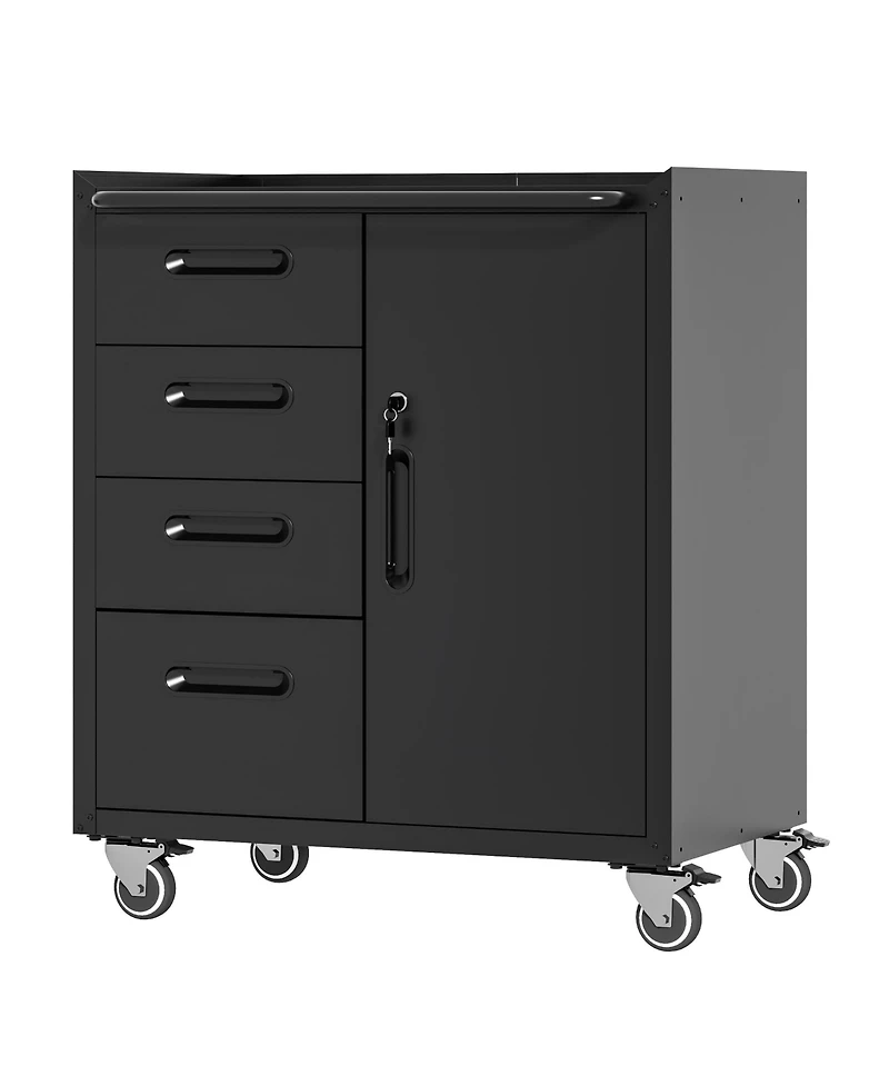 Viyet 35"H Mobile Steel Tool Cabinet - 4-Drawer and Lockable Storage Organizer