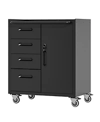 Viyet 35"H Mobile Steel Tool Cabinet - 4-Drawer and Lockable Storage Organizer