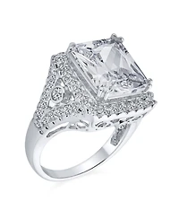 Bling Jewelry Cubic Zirconia Art Deco Statement Cocktail Ring