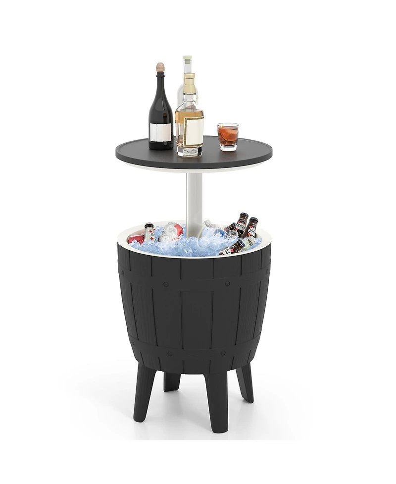 Sugift 10 Gallon Cooler Bar Table Outdoor Coffee Table Ice Bucket with Telescopic Tabletop for Beer and Wine