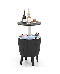 Sugift 10 Gallon Cooler Bar Table Outdoor Coffee Table Ice Bucket with Telescopic Tabletop for Beer and Wine