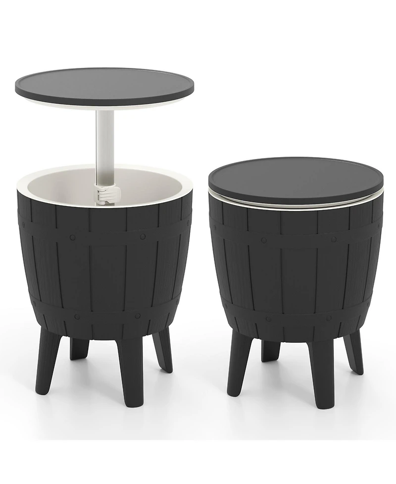 Sugift 10 Gallon Cooler Bar Table Outdoor Coffee Table Ice Bucket with Telescopic Tabletop for Beer and Wine