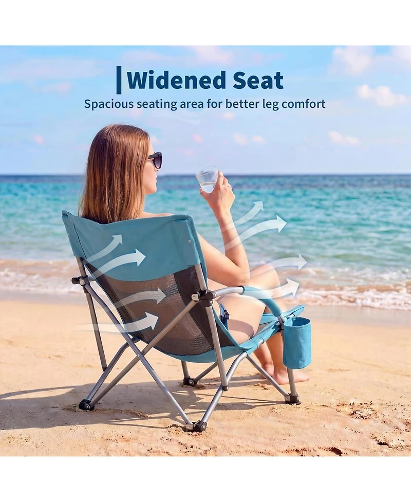 Xo 2 Pack Lightweight Low Back Beach Chair, Folding Portable Camping Chairs for Camping, Beach, Travel