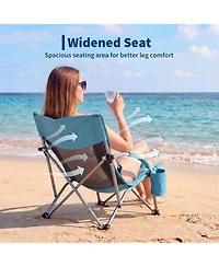 Xo 2 Pack Lightweight Low Back Beach Chair, Folding Portable Camping Chairs for Camping, Beach, Travel
