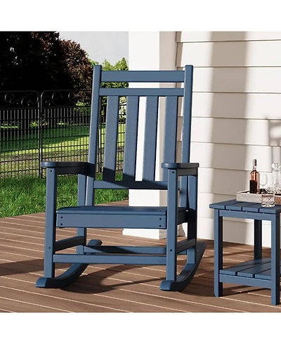 Xo Piece All Weather Resistant Outdoor Hdpe Porch Rocking Chair for Balcony Backyard Porch