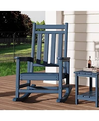 Xo Piece All Weather Resistant Outdoor Hdpe Porch Rocking Chair for Balcony Backyard Porch