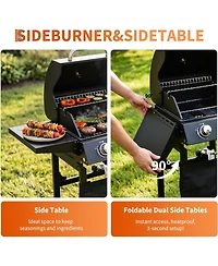 Xo 2-Burner Propane Gas Grill, 16,000 Btu Bbq Grill with Side Shelves for Patio Tailgating