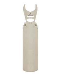 Jendue Women's Noe Linen Dress - Cut-Out Maxi with Button Detail