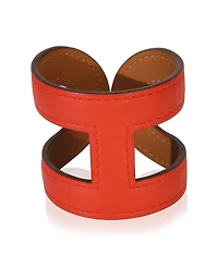 Pre-Owned Hermes Rose Vermillon Ano Leather Cuff Bracelet