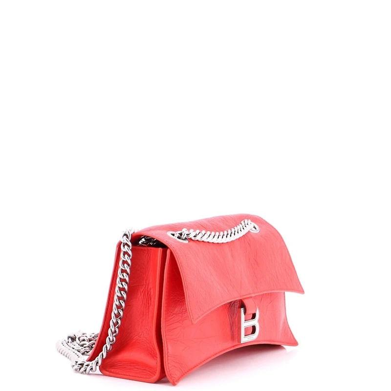Pre-Owned Balenciaga Small Crush Chain Flap Bag Leather