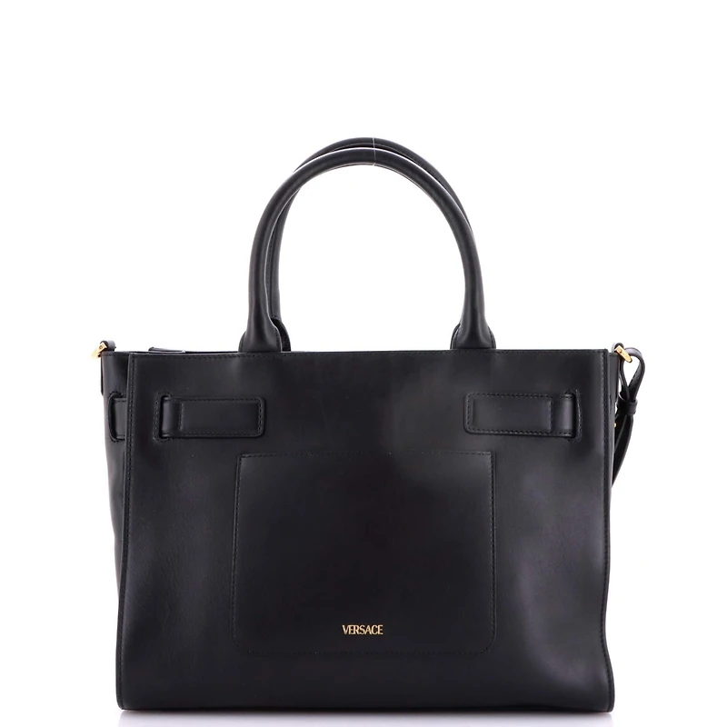 Pre-Owned Versace Large Palazzo Medusa Belted Convertible Tote Leather