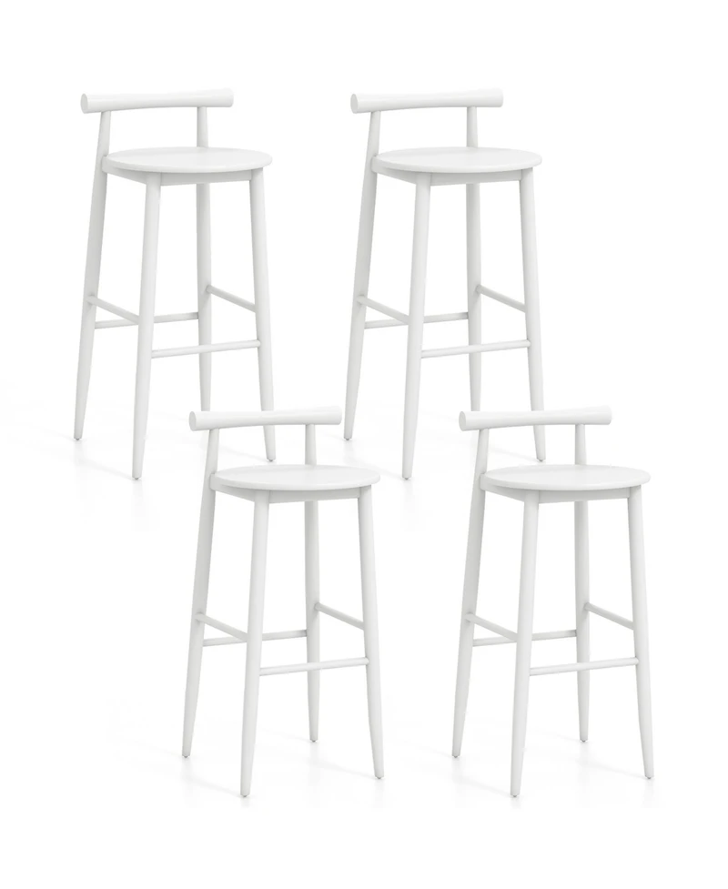 Gymax Bar Height Stools Set of 4 Bar Chair with Acacia Wood Frame Supporting Legs