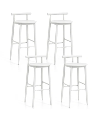 Gymax Bar Height Stools Set of 4 Bar Chair with Acacia Wood Frame Supporting Legs