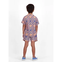 Andy & Evan Boys' Allover Smiley Print Buttondown and Shorts Set