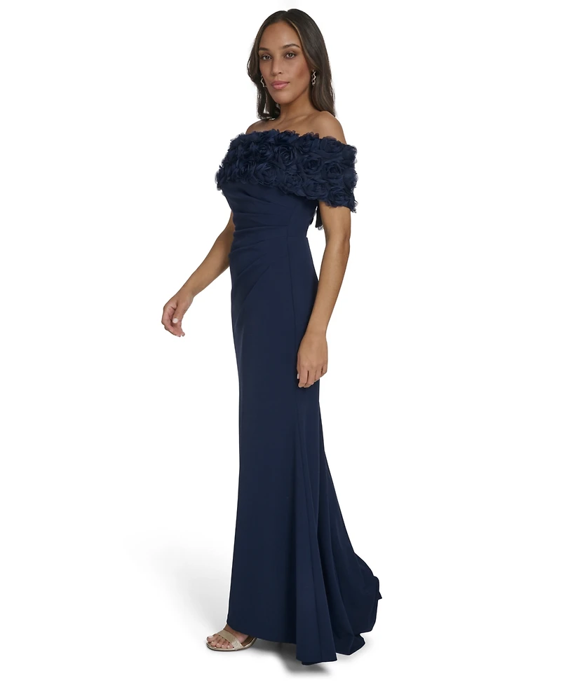 Eliza J Women's Off-The-Shoulder Side-Ruched Gown