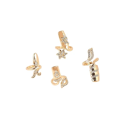 Sohi Women's The Botanic Nail Rings - Set Of 4