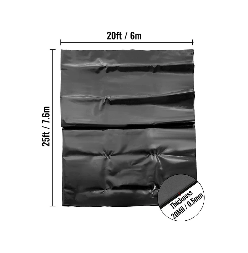 Sugift Lldpe Pond Liner 20 Mil Thickness for Fish Ponds Water Gardens