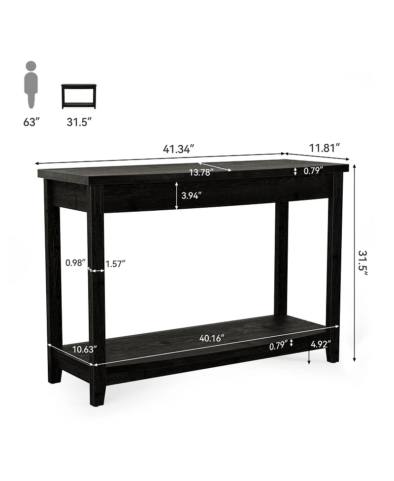 Tribesigns Solid Wood Console Table, 41.3" Farmhouse Entryway Table with Storage Shelf