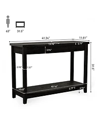Tribesigns Solid Wood Console Table, 41.3" Farmhouse Entryway Table with Storage Shelf