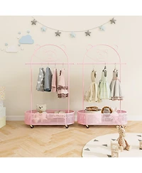 Slickblue Adjustable Kids Clothing Rack with Heights and Wheels