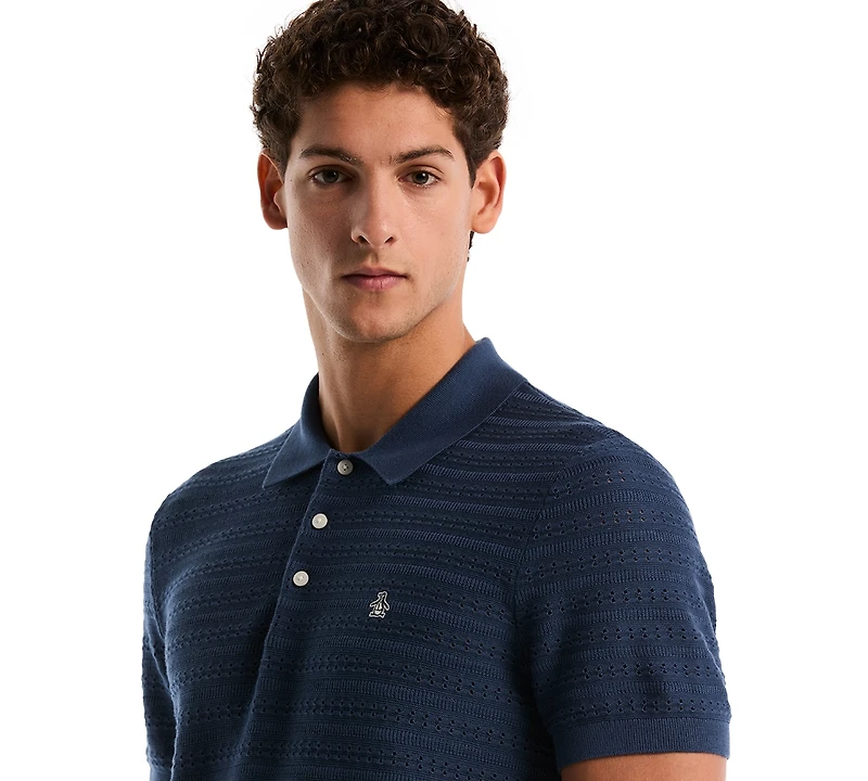 Original Penguin Men's Jacquard Pointelle Short-Sleeve Polo Shirt