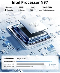Kamrui Essenx E2 Mini Pc N97 16GB Ram 512GB Ssd, Dual 4K Hdmi+Dp, GbE/WiFi/Bt for Home Office Mini Desktop pc