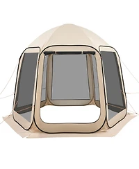 ECHTPeak Pop up Screen House Tent, with Carry Bag, Portable Screened in Canopy, Netting Sides, Ground Stakes, for Garden, Patio, Backyard, 4-8 Person