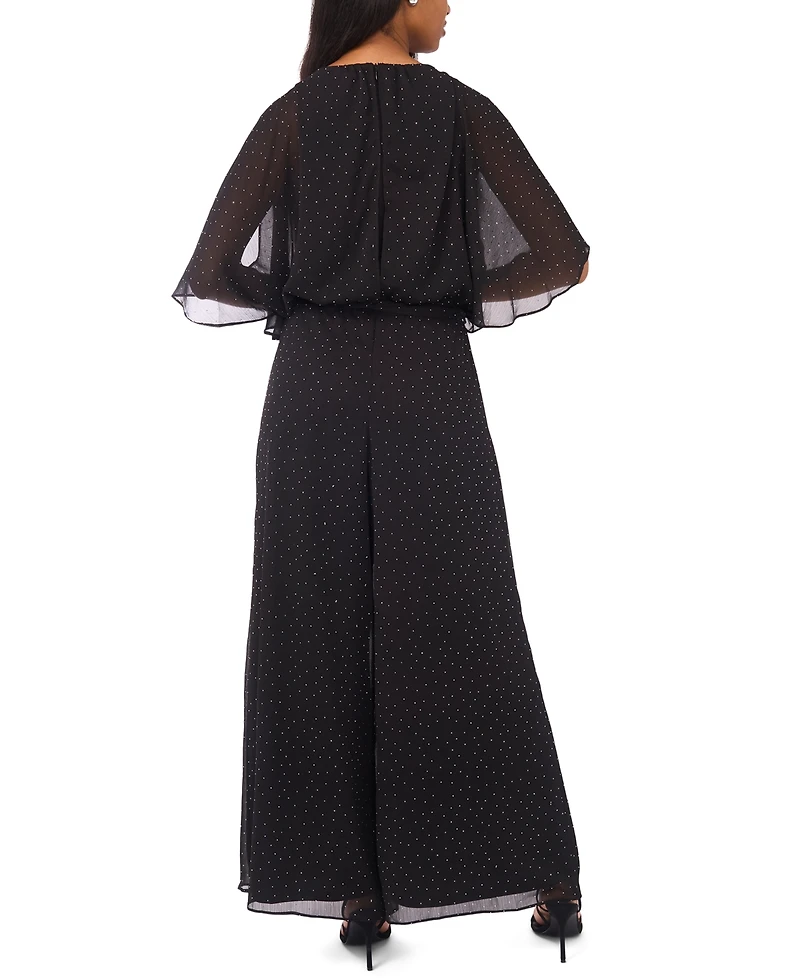 Msk Women's Blouson-Sleeve Crewneck Jumpsuit