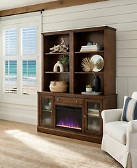Amren 65" Wood 2 Door Console with Fireplace and two Open Hutches
