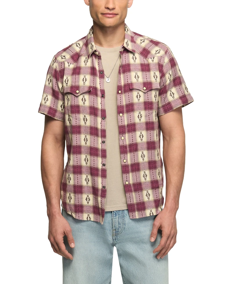 Lucky Brand Men's Mesa Wester Jacquard Short-Sleeve Shirt