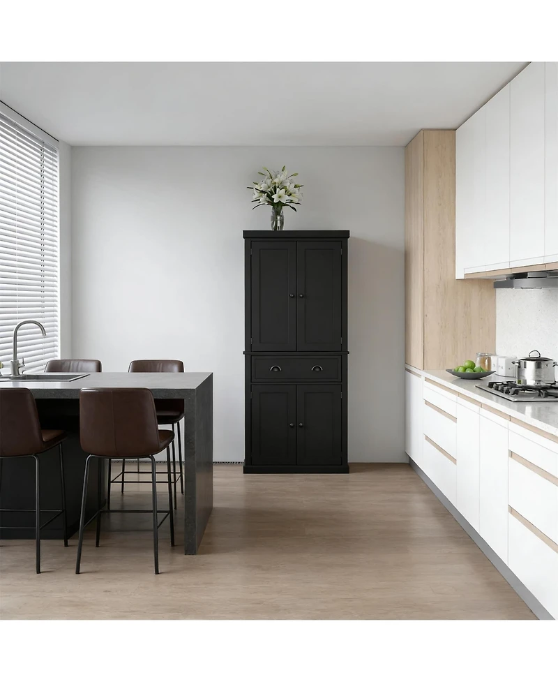 Clihome Freestanding Kitchen Pantry Storage Cabinet with Adjustable Shelves and Drawer