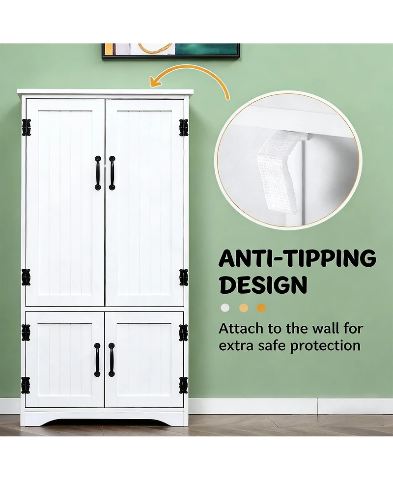 Freestanding Kitchen Cabinet Accent Floor Storage with Adjustable Shelves