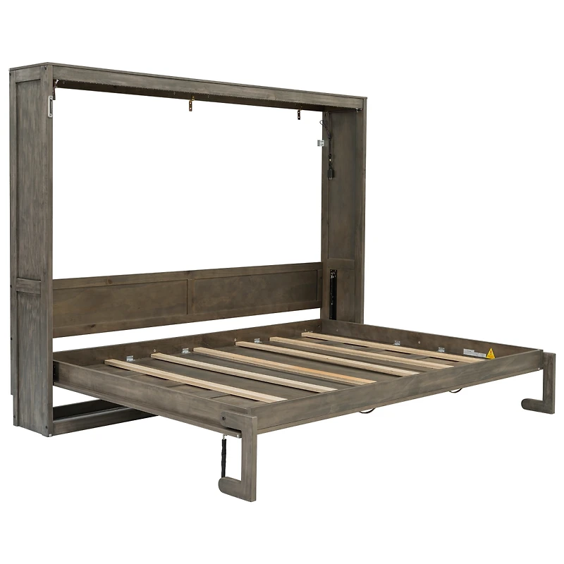 Streamdale Furniture Murphy Bed with Led Light, Foldable Cabinet