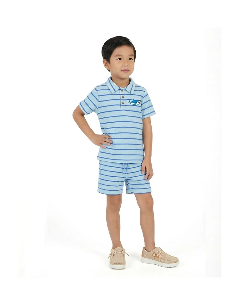 Andy & Evan Toddler Boys Waffle Polo Set