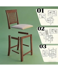 Counter Height Bar Stools Set of 2- High Back Kitchen Dining Chairs