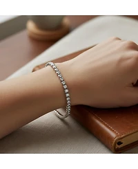 Bling Jewelry Cubic Zirconia Circlet Bubble Cz Bezel Set Slender Tennis Bracelet Silver Plated 8 Inch
