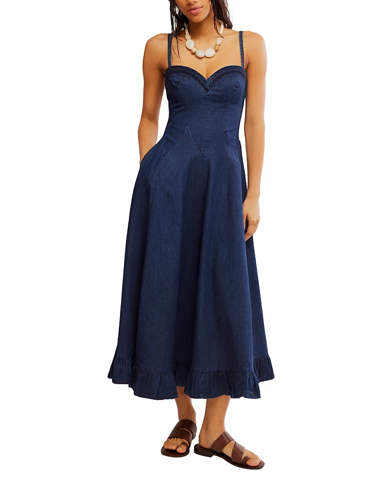 Free People Women's Another Season Sweetheart Neck Midi Dress