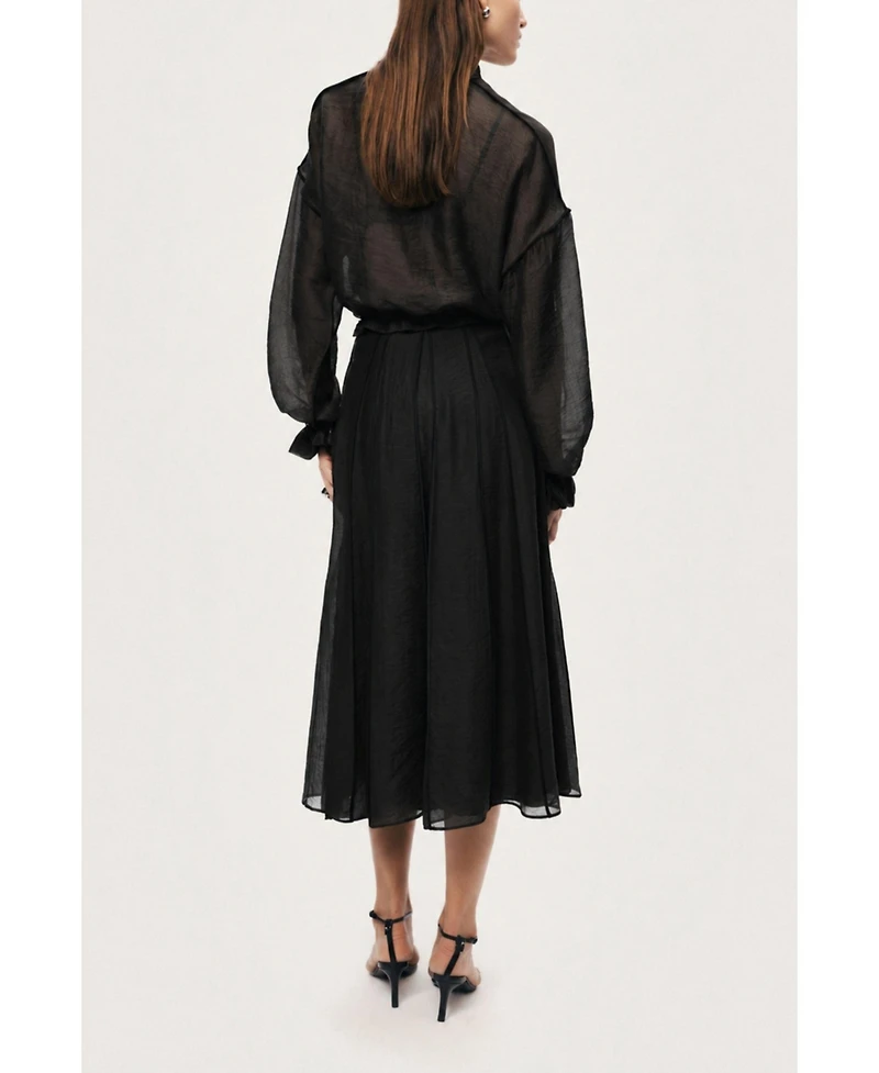 Nocturne Women's Sheer Pleated Midi Skirt