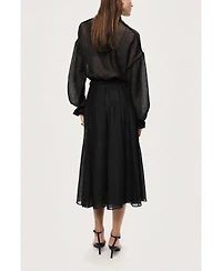 Nocturne Women's Sheer Pleated Midi Skirt