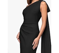 Xscape Petite One-Shoulder Scuba Sheath Gown
