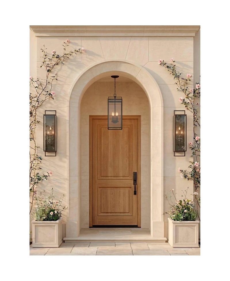 Possini Euro Design Jericho 35" High Modern Outdoor Wall Light Fixture Mount Porch House Weatherproof Textured Black Glass Shade
