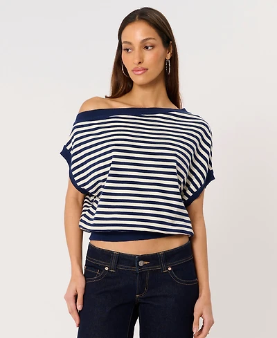 Abrand Women's Boat Neck Cold Shoulder Top