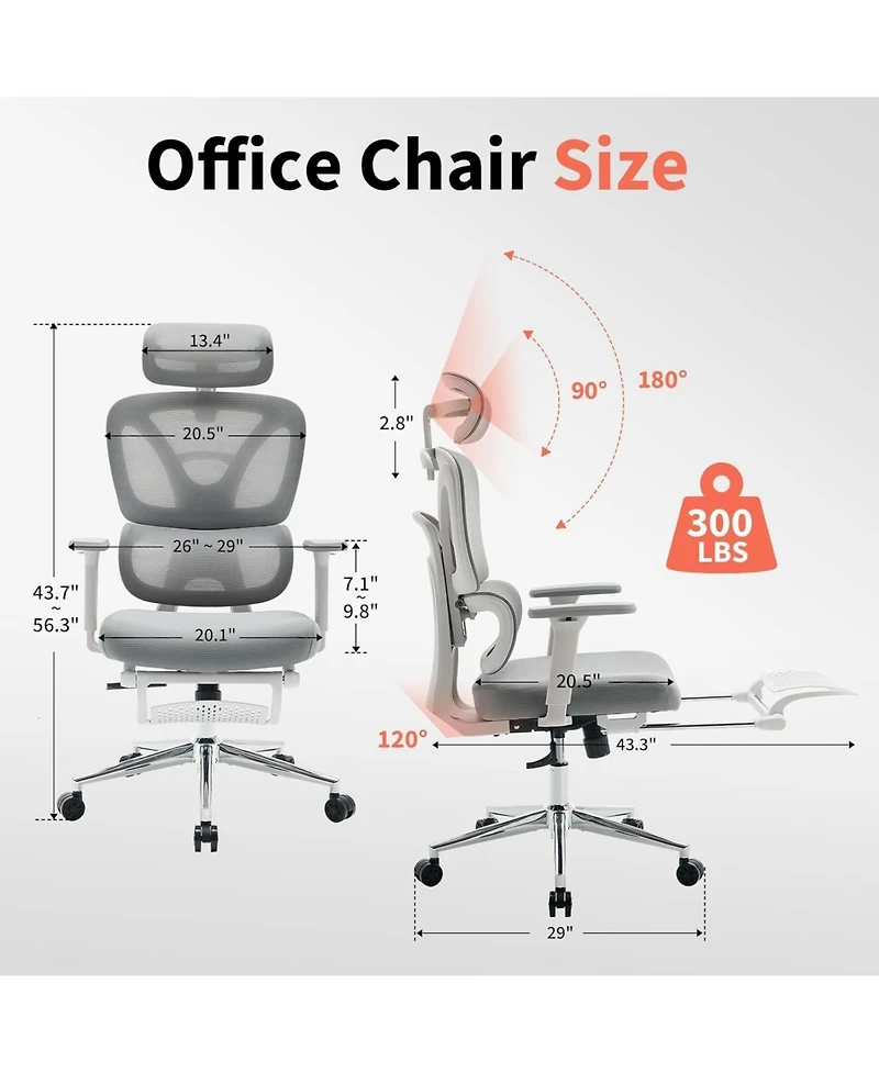gaomon Ergonomic Office Chair,Computer Desk Chair Comfy with Adjustable Padded Headrest,Comfortable Lumbar Support and 3D Armrest Gaming Chair.