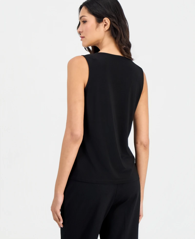 Anne Klein Essentials Petite V-Neck Keyhole Sleeveless Blouse