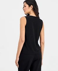 Anne Klein Essentials Petite V-Neck Keyhole Sleeveless Blouse