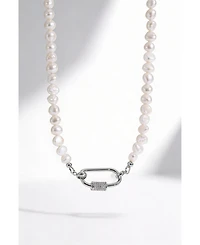 Joey Baby Baroque Pearl Silver-Tone Stainless Steel Necklace And Huggie Earring Set