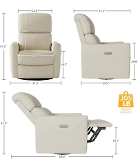 gaomon Pu Leather Power Swivel Glider Recliner Chair Nursery Electric Rocker Recliner Chair With Lumbar Support And Usb Port For Living Room Bedroom